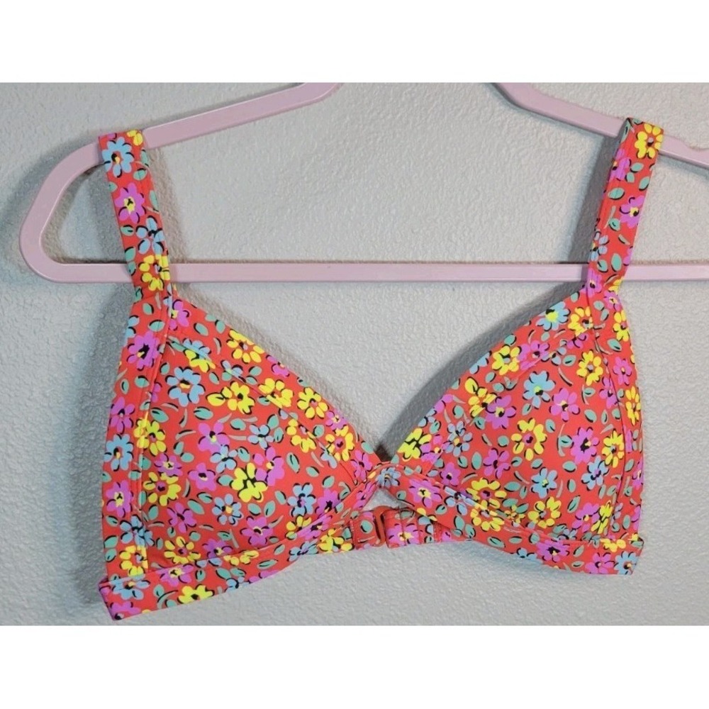 ONEONE Floral Bikini Top M‎ Coral Multicolor Adjustable Ethical Swim Colombia